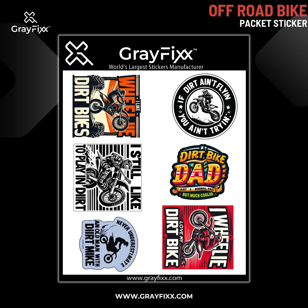 Off Road Bike Packet Sticker | Printed In Premium Gloss Vinyl With FPF(Fade Protection Film), Water Proof, Precut Sticker, Pack Of 1, Size 2.0